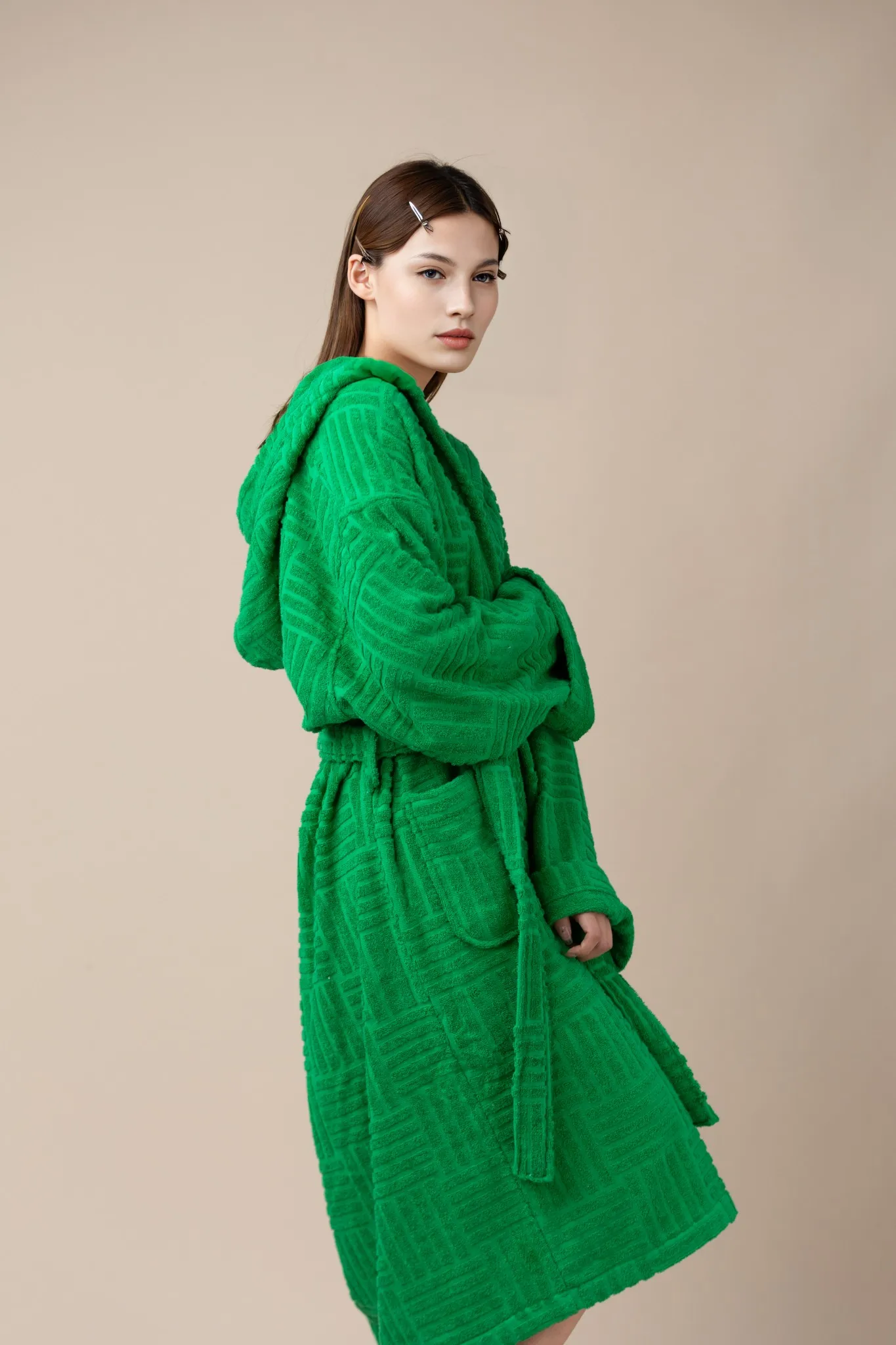 Long Sleeve Hotel Fabric Hood Terry Bathrobe Luxury Custom Logo 100cotton Kimono Weave Bath