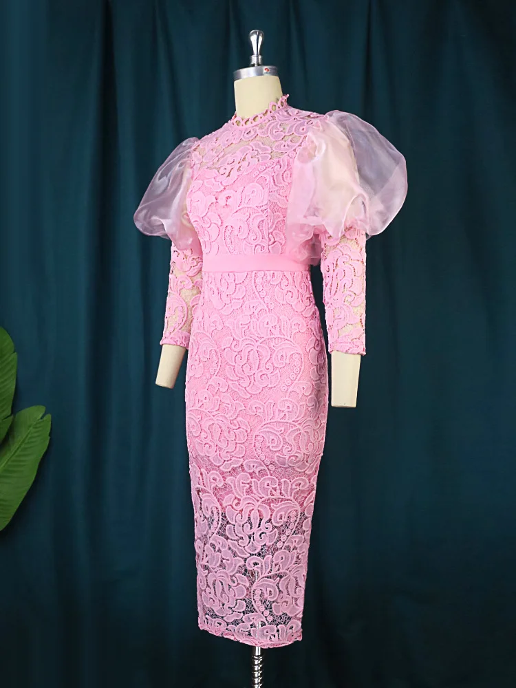 【SINOON】24SS Lace Puff Dress (Pink) SINOON】24SS Lace Puff Dress (Pink) (sinoon/ワンピース