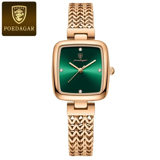 2026 New POEDAGAR 768 Waterproof Stainless Steel Ladies Quartz Watch Luxury Square Watch aperçu 6
