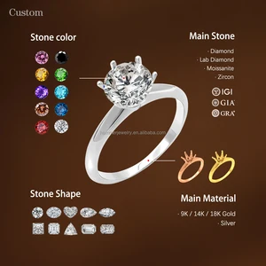 925 Sterling Silver Ring 9K 14K 18K Gold Plated Silver Ring Mounting Customization OEM Wedding Anniversary Gift