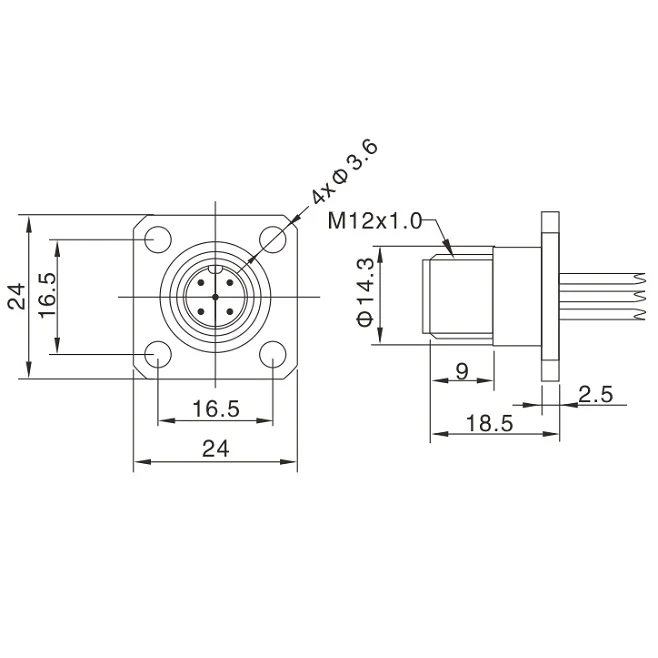 Finecables Waterproof A Code 5 Pin Panel Mount M12 Flange Connector Buy M12 Flange Connector