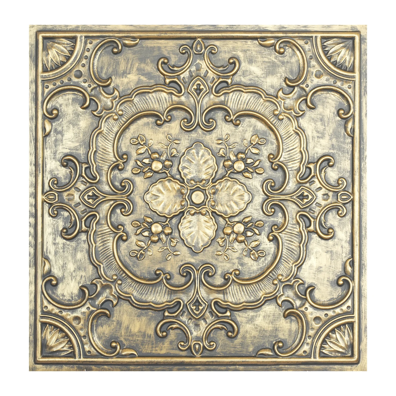 Faux Aged Decorative ceiling tiles Drop in ceiling panels Emboss interior wall panel for Cafe Club PL19 ancient gold