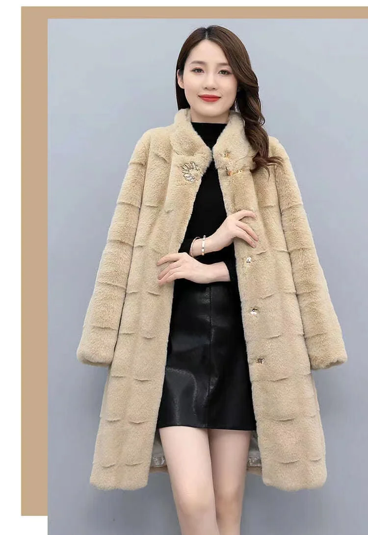 Winter Fashion 2021 Plus Size Women's Mink Fur Winter Coat With Zip Big ...