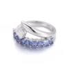 14K white gold lab gemstones ring