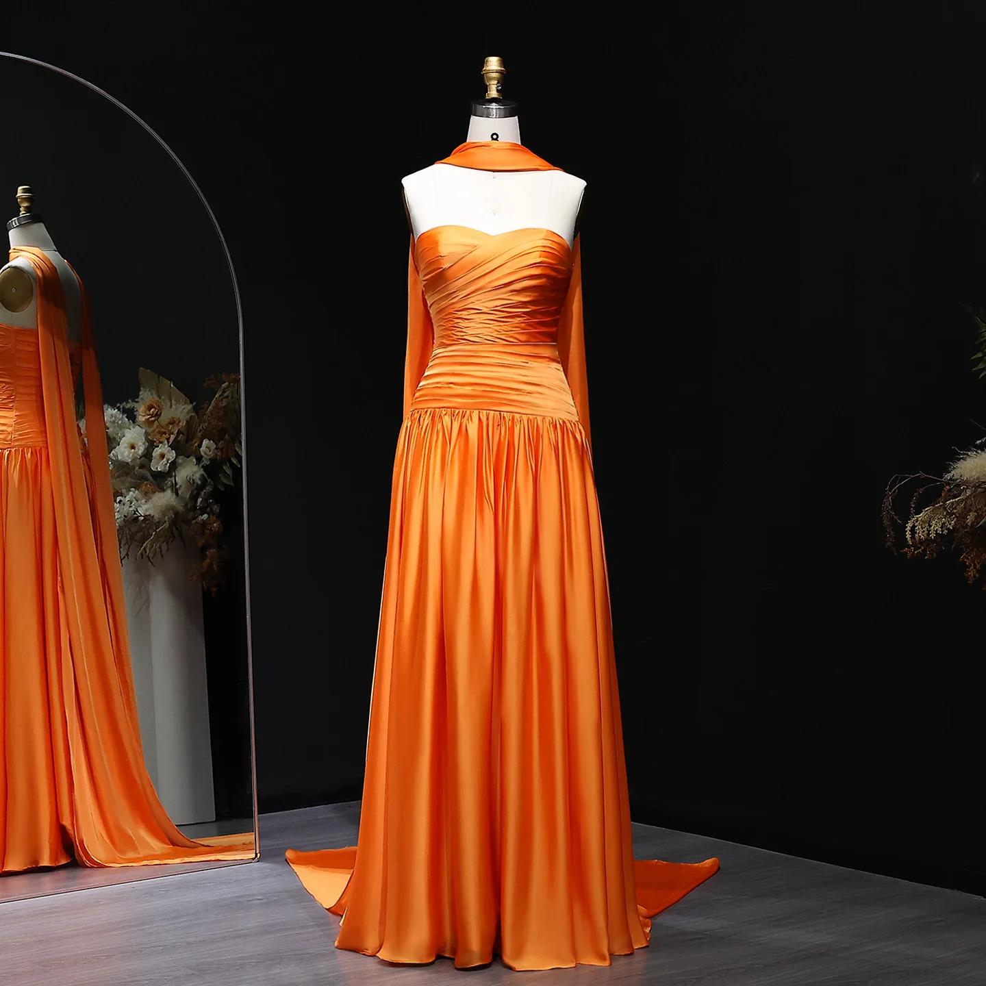 strapless open back dress Burnt Orange Dress Bridesmaid Sheath/Column Off The Shoulder Chiffon B main image 1