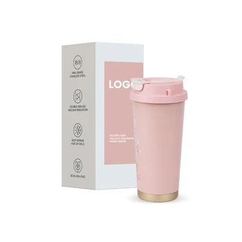 500ml Pink Stainless Steel Coffee Tumbler With 2-In-1 Lid Double Wall Insulated Coffee Mug For Work