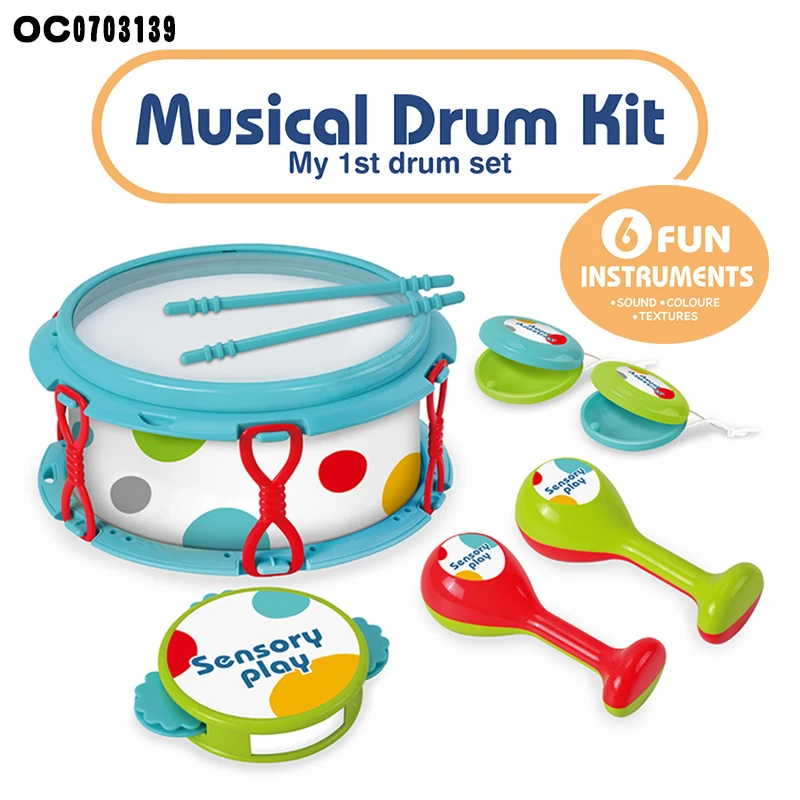 Высококачественный детский пластиковый милый сенсорный барабан набор музыкальных инструментов 6