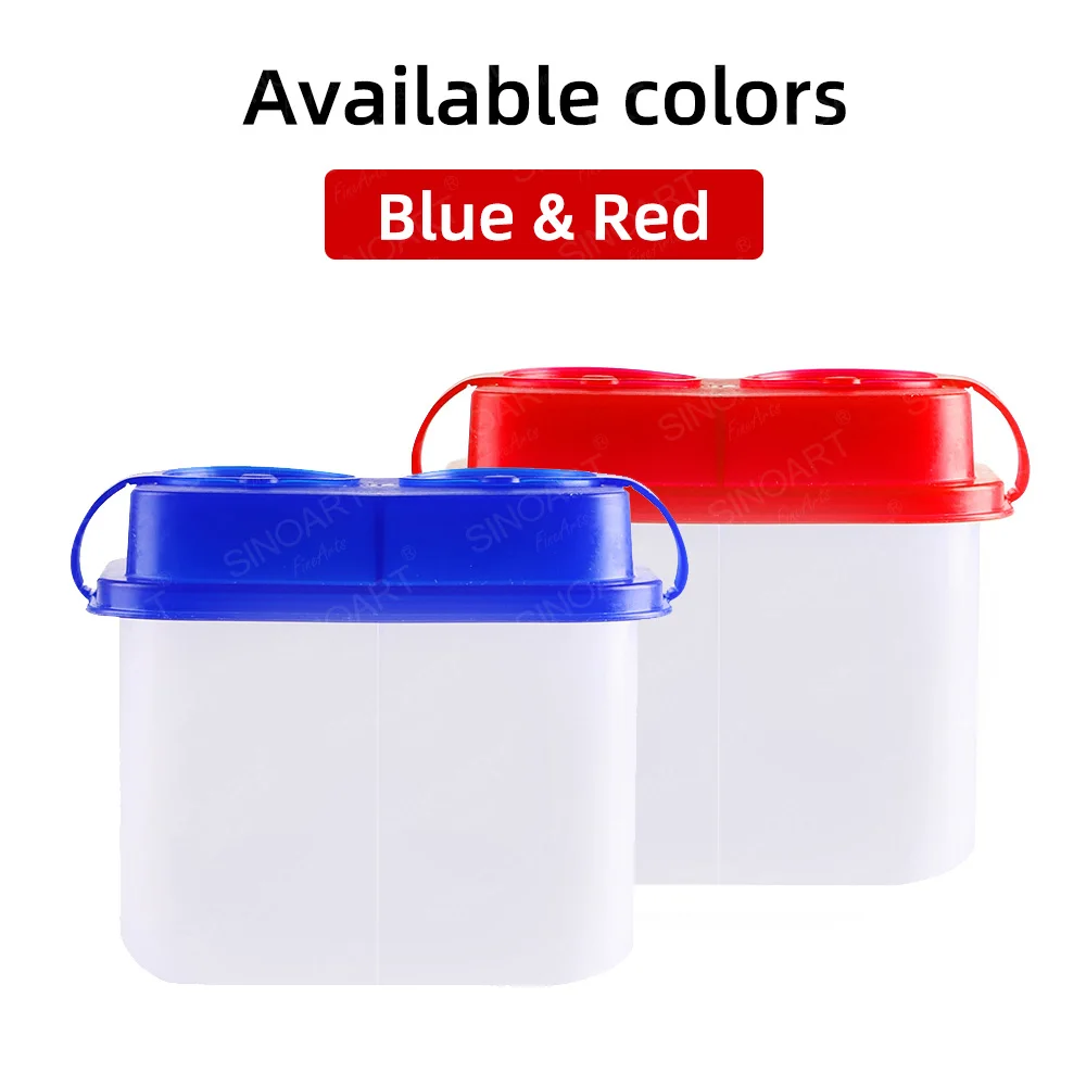 Sinoart Two Holes Square Brush Washer Plastic Twin Compartment Artist