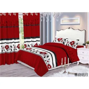 Ready to Ship Duvet Cover Bed Sheets and Curtains Set Bedding Set Bed Sheet With Match Curtain