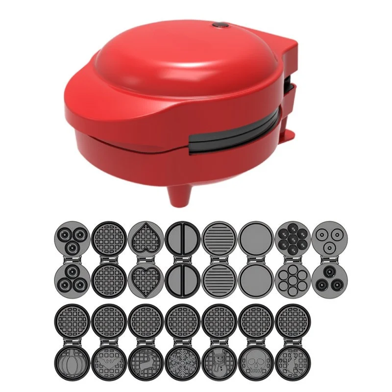 Customized 7 in 1 Quick Heat-Up Personal Electric Animal Heart Shape Waffle Iron Mini Waffle Maker with Detachable Plates