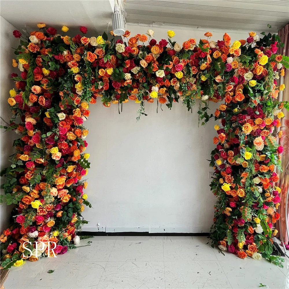 Spr Decorative Roll Up Artificial Silk Rose Flower Wall Backdrop Panel