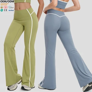 XW-ECK2101-1 Top Selling Tummy Control Push up Butt Lifting Wholesale Moisture Wicking Gym Clothing Activewear Flare Yoga Pants