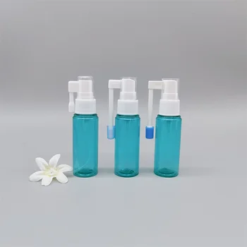 Empty Blue 30ml Plastic Oral Nasal Throat Mist Spray Bottle With Dust cap for Personal care Packaging