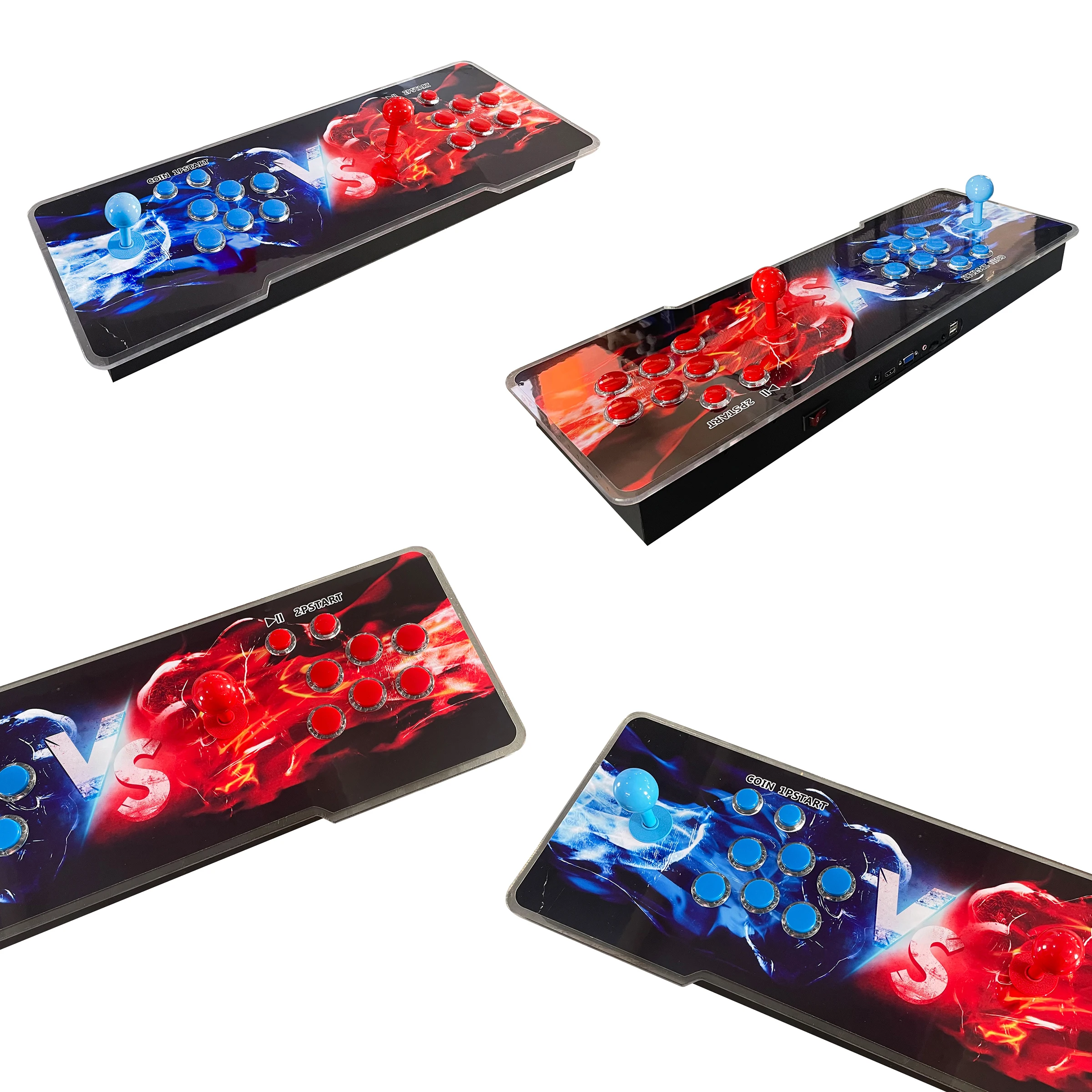 Console Arcade Pandora's Box avec 26 800 Jeux Rétro et 3D Originaux, LED Colorées, Joysticks Ovales et Système de Son, pour 2 Joueurs, Full Size, Métal Acrylique, Alimentée par Câble Électrique