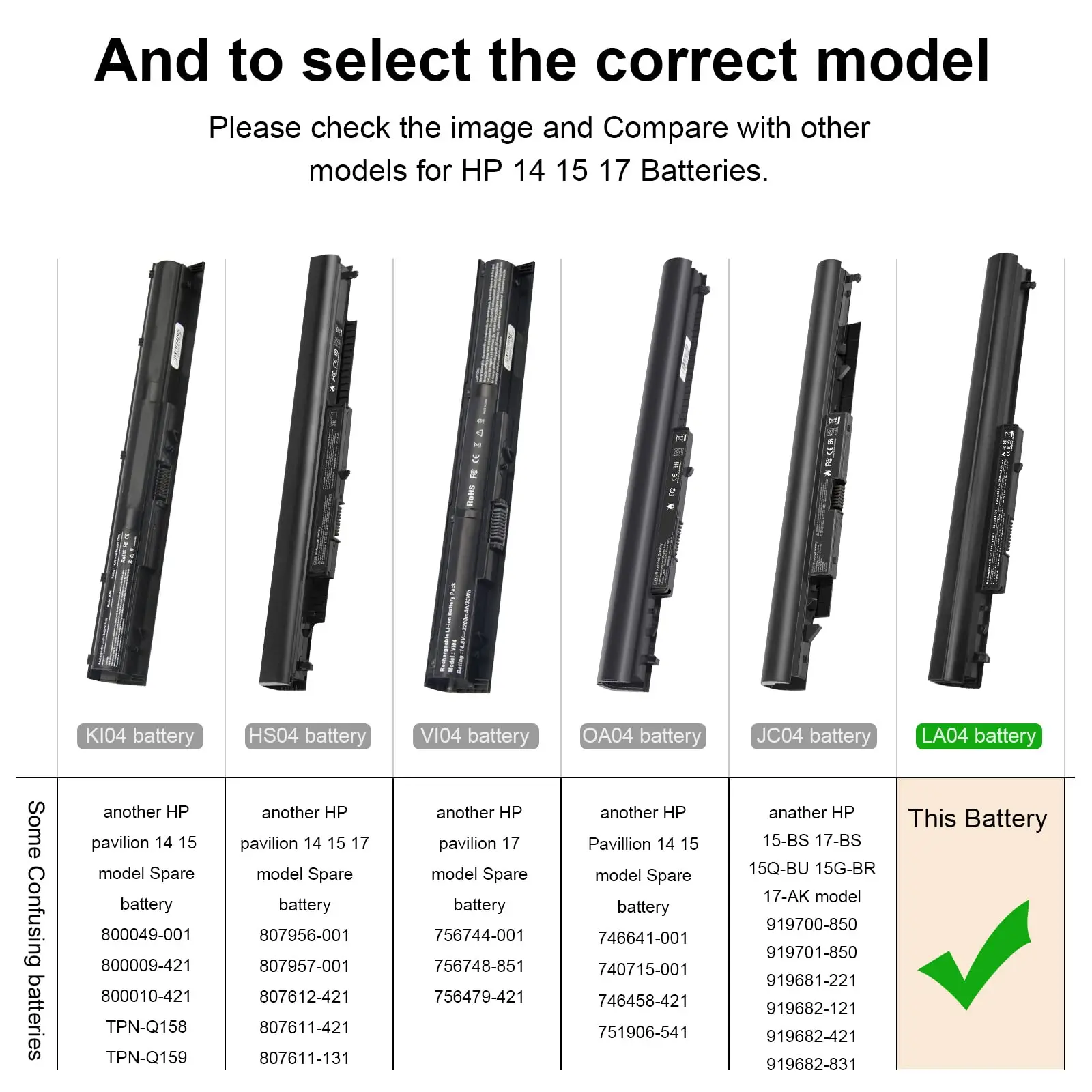 Genuine OEM Replacement LA04 Laptop Battery For HP Pavilion (14.8V, 41Wh, 2600mAh, 4-Cell Li-Ion)