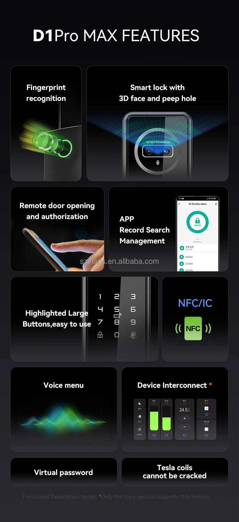 3D Facial Recognition Smart Door Lock by VIANS - Secure & Convenient
