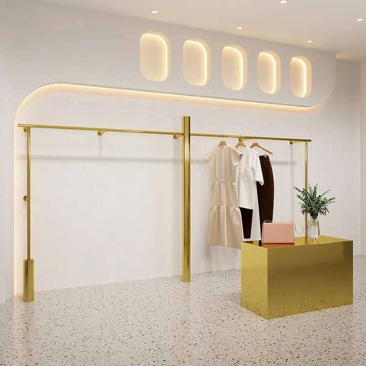 Luxury Clothing Racks - Customize Gold Display Stands