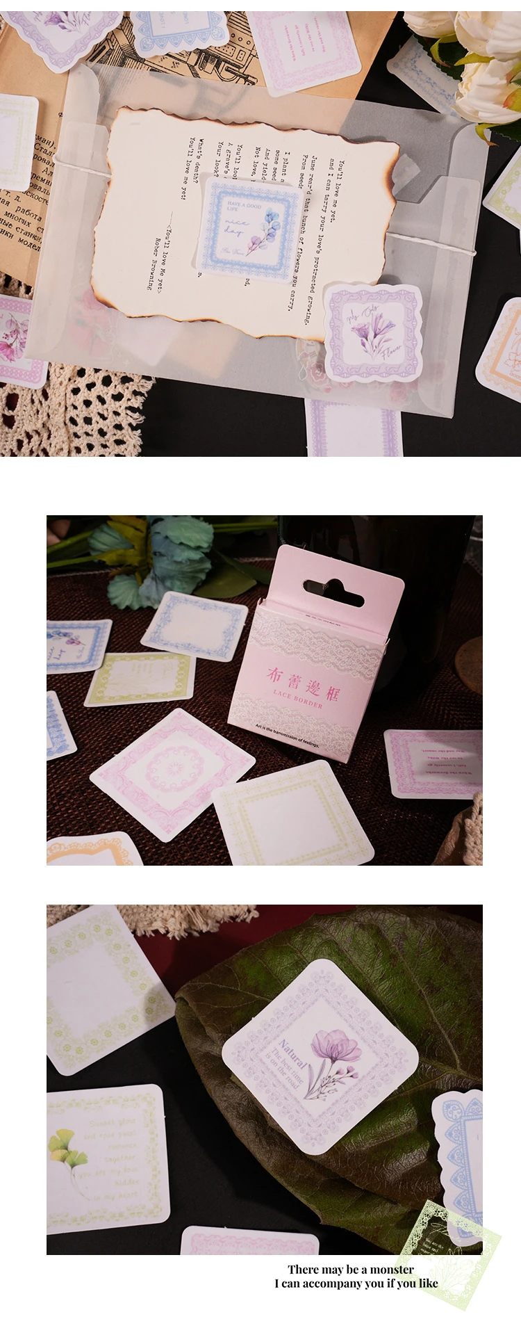 Fresh Lace Border Box Stickers - DIY Decorative Stickers