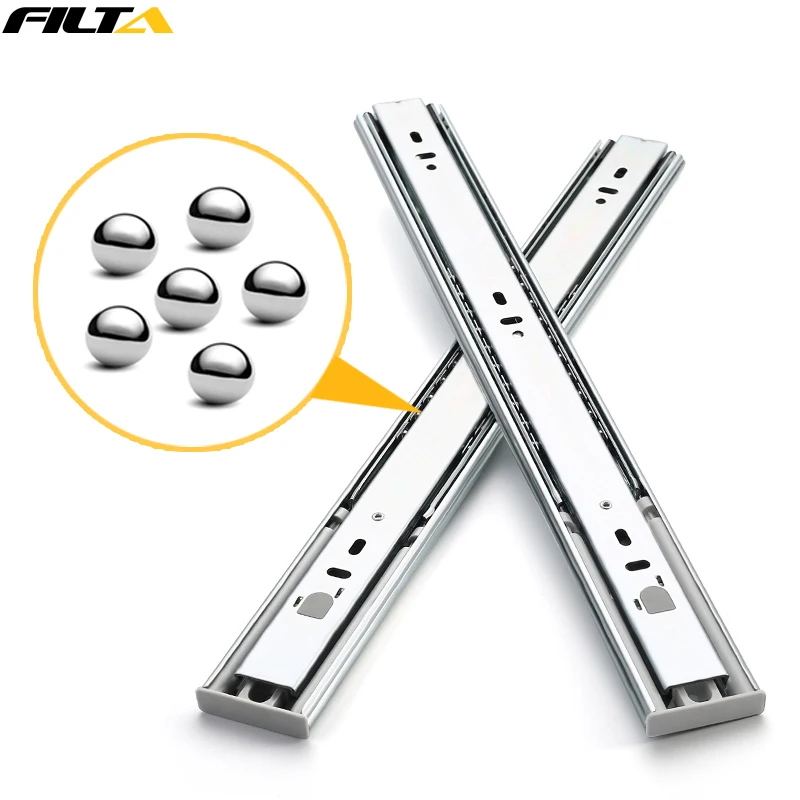 Фурнитура Filta, 45 мм, корредеры, телескопы, свисающая скользка, мягкое закрытие, выдвижной ящик