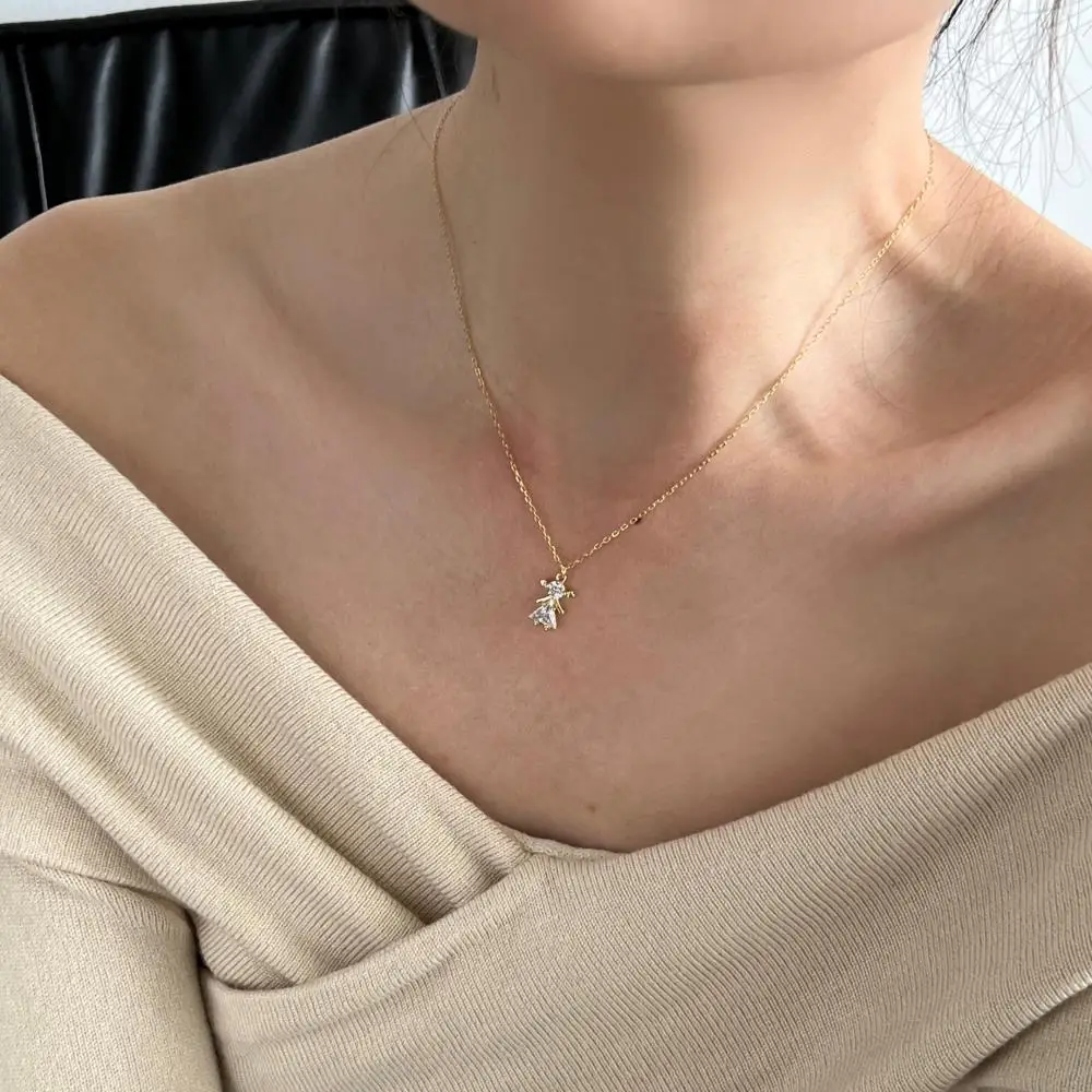 KAKODIY little girl doll pendant luxury 18K gold plated zircon necklace 925 sterling silver jewelry detail 6