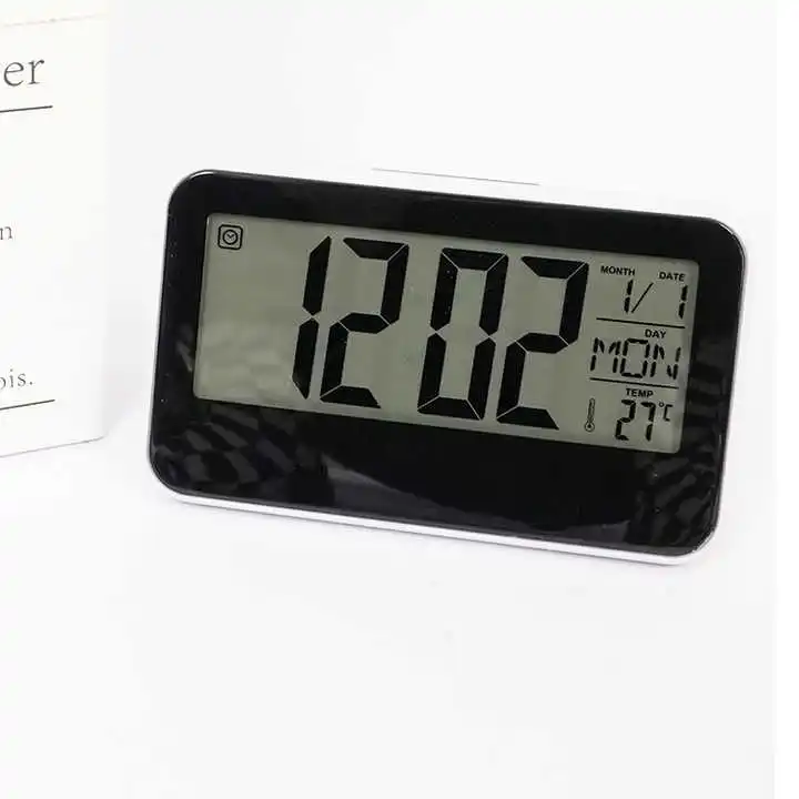 Weather Station Clock Battery Timer Big Green Screen Led Table Clock Electronic Alarm Clock Voice Controlled with Blue Backlight