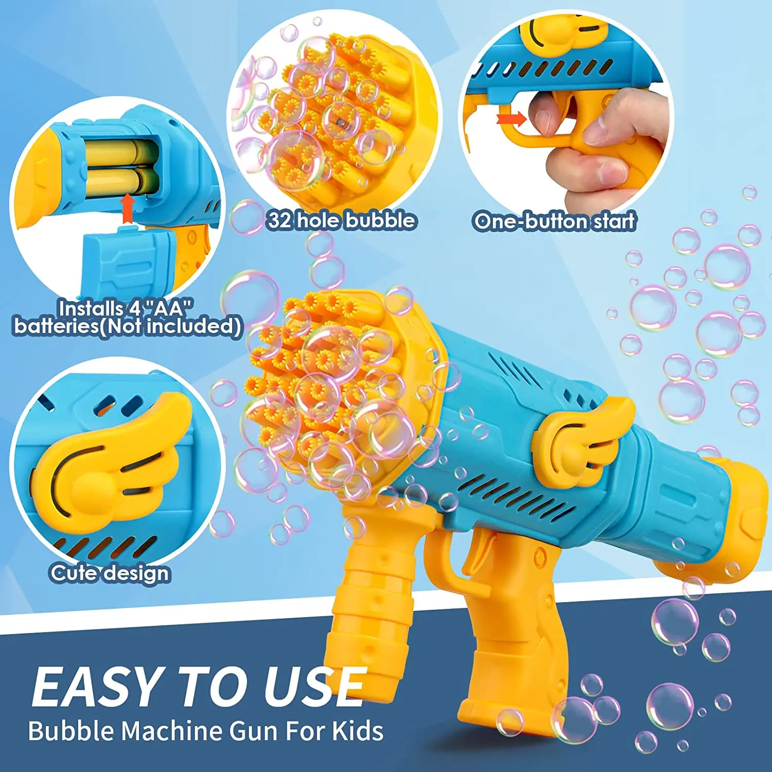 Bubble Gun 32 Holes Bubble Machine Gun Toy Bubble Bazooka Gun Toys For