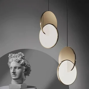 Decorative Modern Mirror Round Simple Luxury Designers Modern Led Hotel Living Room Hanging Pendant Light