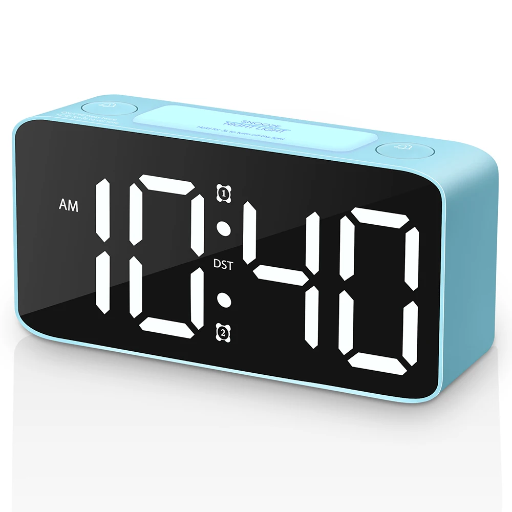 RGB  Alarm Clock  and Humidity Display  for Double Alarm Clock and Voice Control  with USB Charging Interface