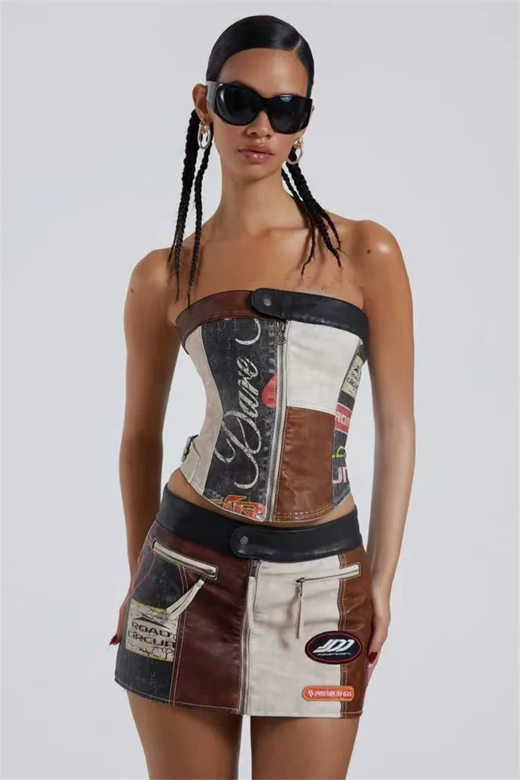 Sleeveless, Cropped Bodice Skirt Set