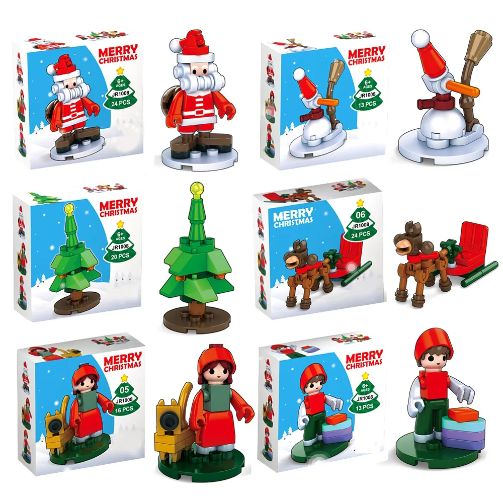 2024 Mini Cute Christmas DIY Bricks Puzzle Toys Decoration Xmas Santa Jigsaw Educational Christmas Building Blocks Kids Toys