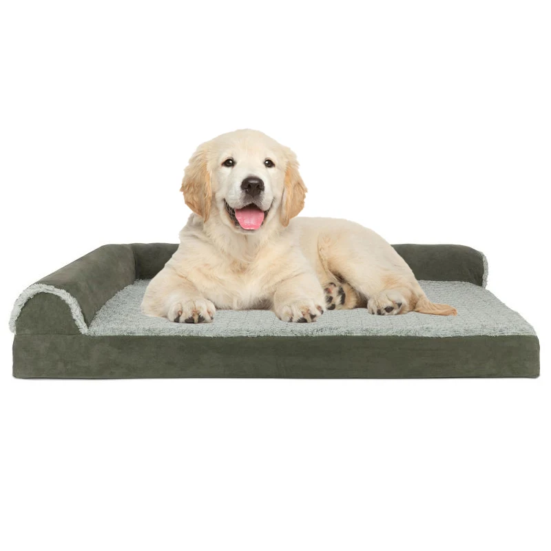 Wholesale comfortable removable cover fluffy orthopedic large memory foam cat dog couch pet sofa bed for large dogs with blanket