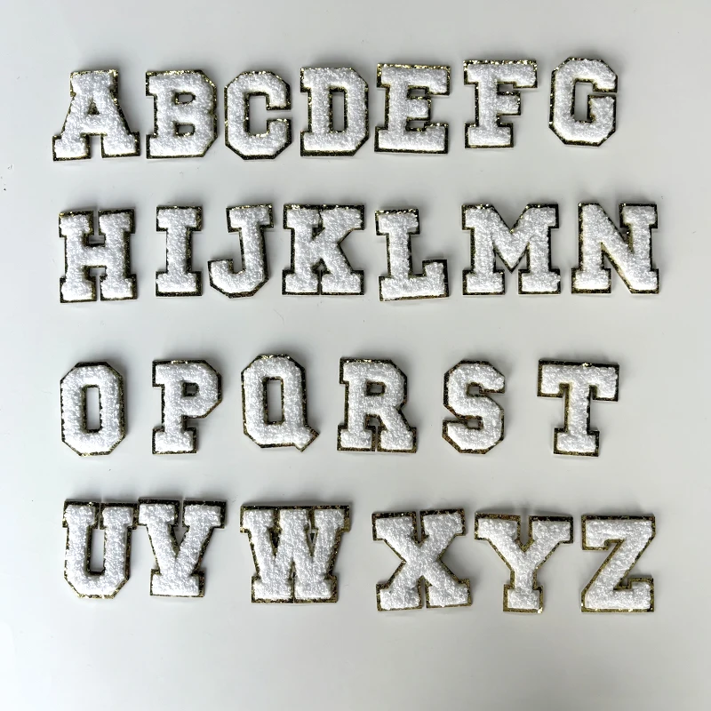 Wholesale Custom Packaging Alphabet Letter Embroidery Applique Golden ...