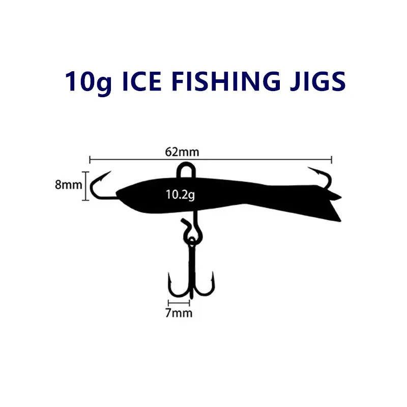 Mister Jigging Ice Fishing Accessories 60mm 10g Metal Lure Jig Tip Up Ice Fishing Lead Fishing