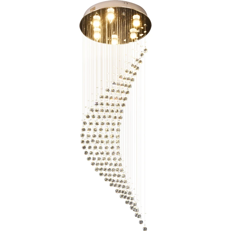 Modern Custom Large Long Staircase Lighting Led Ball Pendant Lamp Raindrop Spiral Crystal Chain Chandelier For Hotel And Home