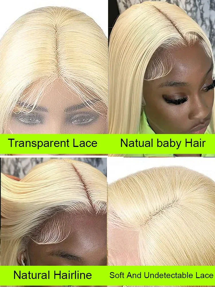 613 HD Lace Frontal Peruk Äkta Hår Honungsblond Transparent Rakt Äkta Hår Lace Front Peruker Äkta Hår_voghion.com