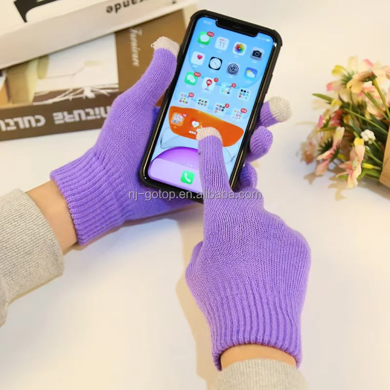 Женские модные стильные кашемировые трикотажные перчатки теплые зимние жаккардовые с сенсорным экраном