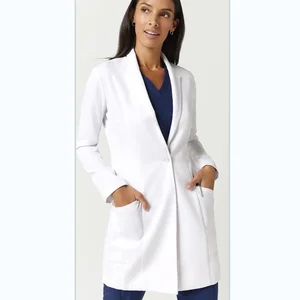 Women's Lab Coat Hip Pockets Tailored Fit Concealed Hard Wearing Fabric, 33" Length