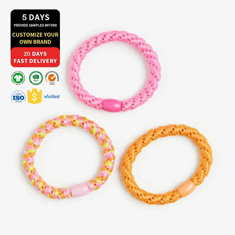 Mesh Widened Thickened Woven High Elastic Tie Colored Nylon Bands Hair Ties