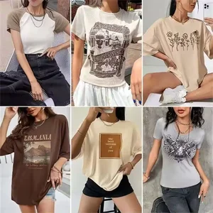 Women's Summer Trendy Loose Short-Sleeved Knitted T-Shirt New Arrival Casual Eco-Friendly Tops with Digital Printing