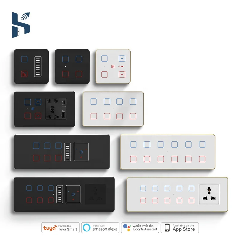 For Tuya Smart Life Zigbee Application Control Glass Touch Switch for India Standard 8M Home Multifunctional Combination 10A 240