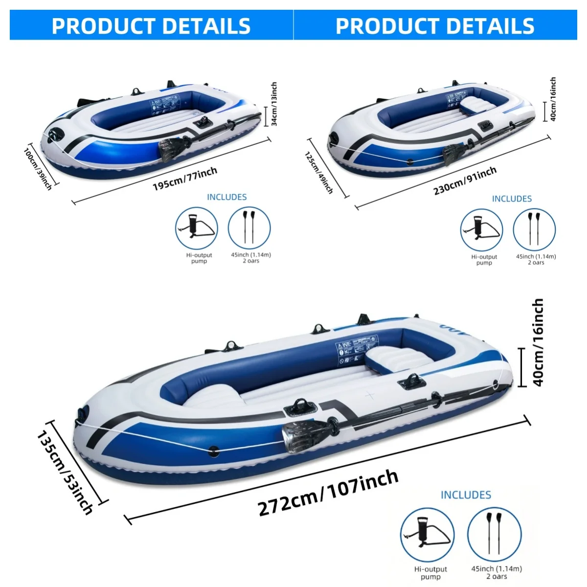OUCHAO Inflatable Boat - Durable, Lightweight Fishing Vessel