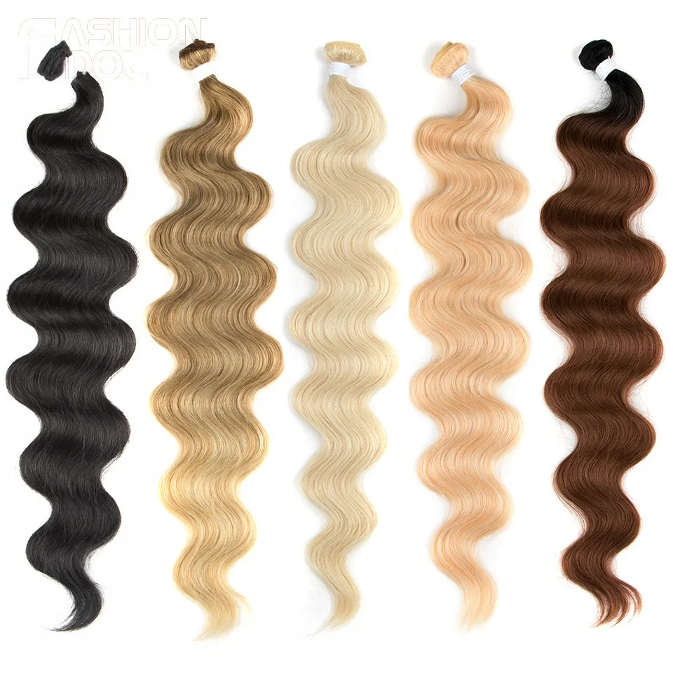 Sleek Body Wave Ponytail Hair Bundles 18 To 36 Inch Soft Long Synthetic Hair  Weave Ombre Brown 613 Blonde 100g Hair Extensions - Buy Sleek Body Wave  Ponytail Hair Bundles,18 To 36