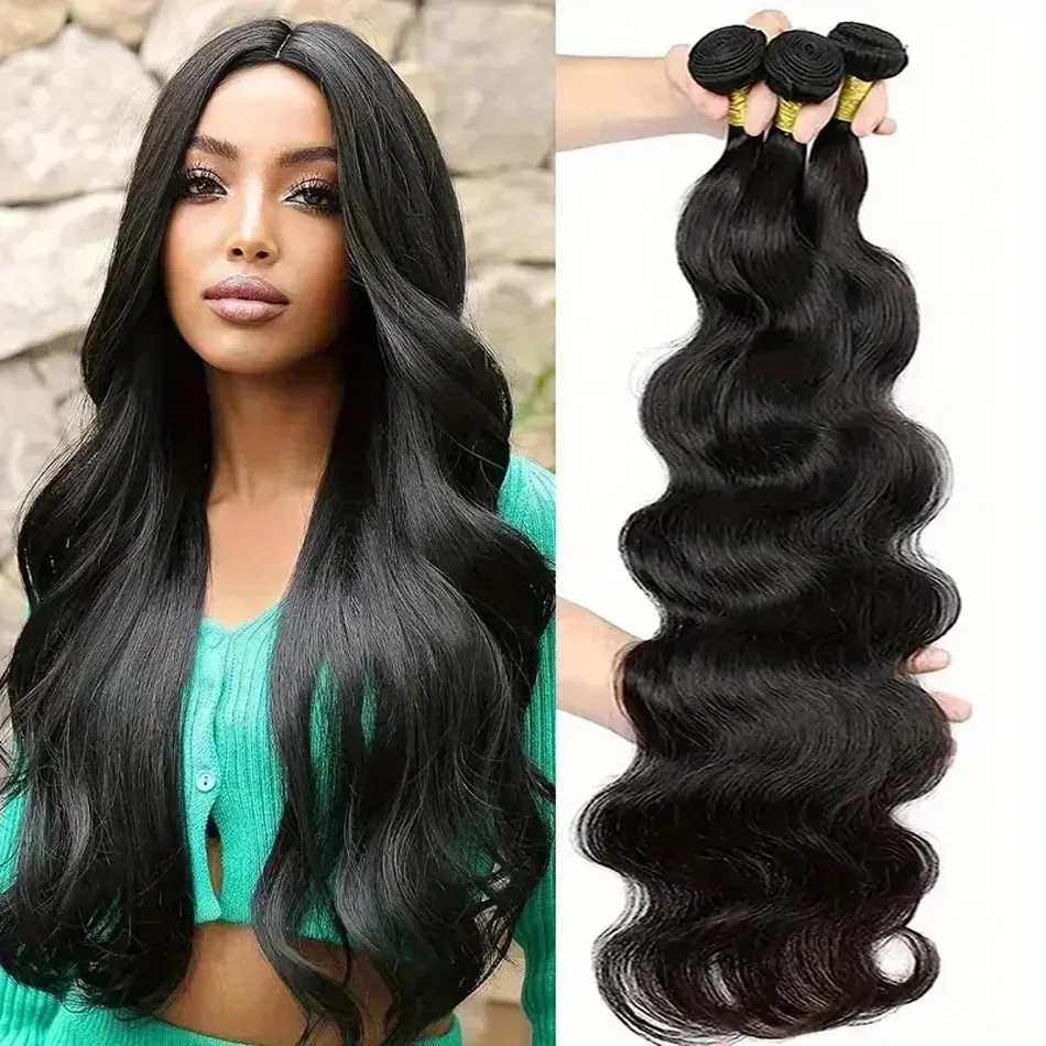Pacotes de cabelo humano remy brasileiro, ondulado, 100% cabelo humano para mulheres, uso diário_voghion.com