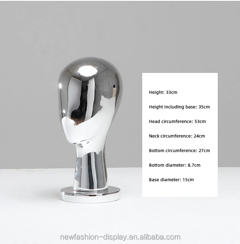 Chromed Wig Head Stand Mannequin Shiny Gold Silver Mannequin Head For