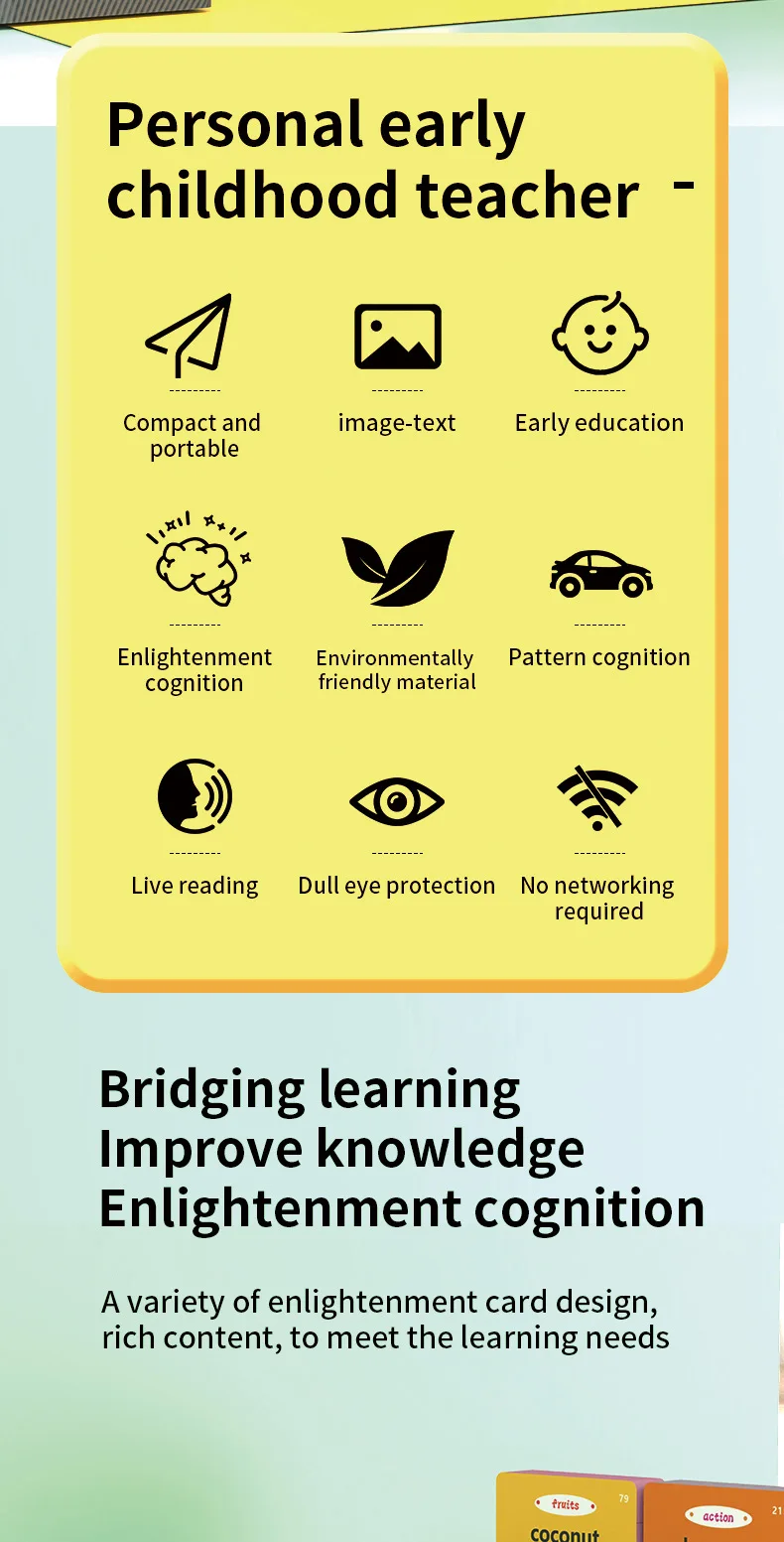 Intelligent 112 Flash Card Learning Machine Early Educational Chinese-English Speech Therapy for Kids Dinosaur Theme Made Paper