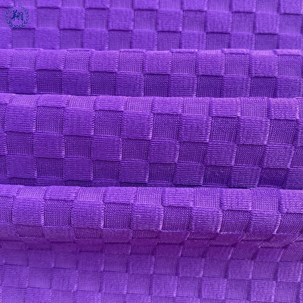 Custom Nylon Spandex Checker Board Weave Jacquard Fabric Quick-Dry Plain Style for Girls Sportswear Lingerie Swimwear