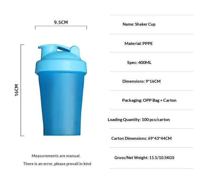 Customized Logo Plastic Protein Shake Cup Fitness Sports Water Bottle 400ml preview 6