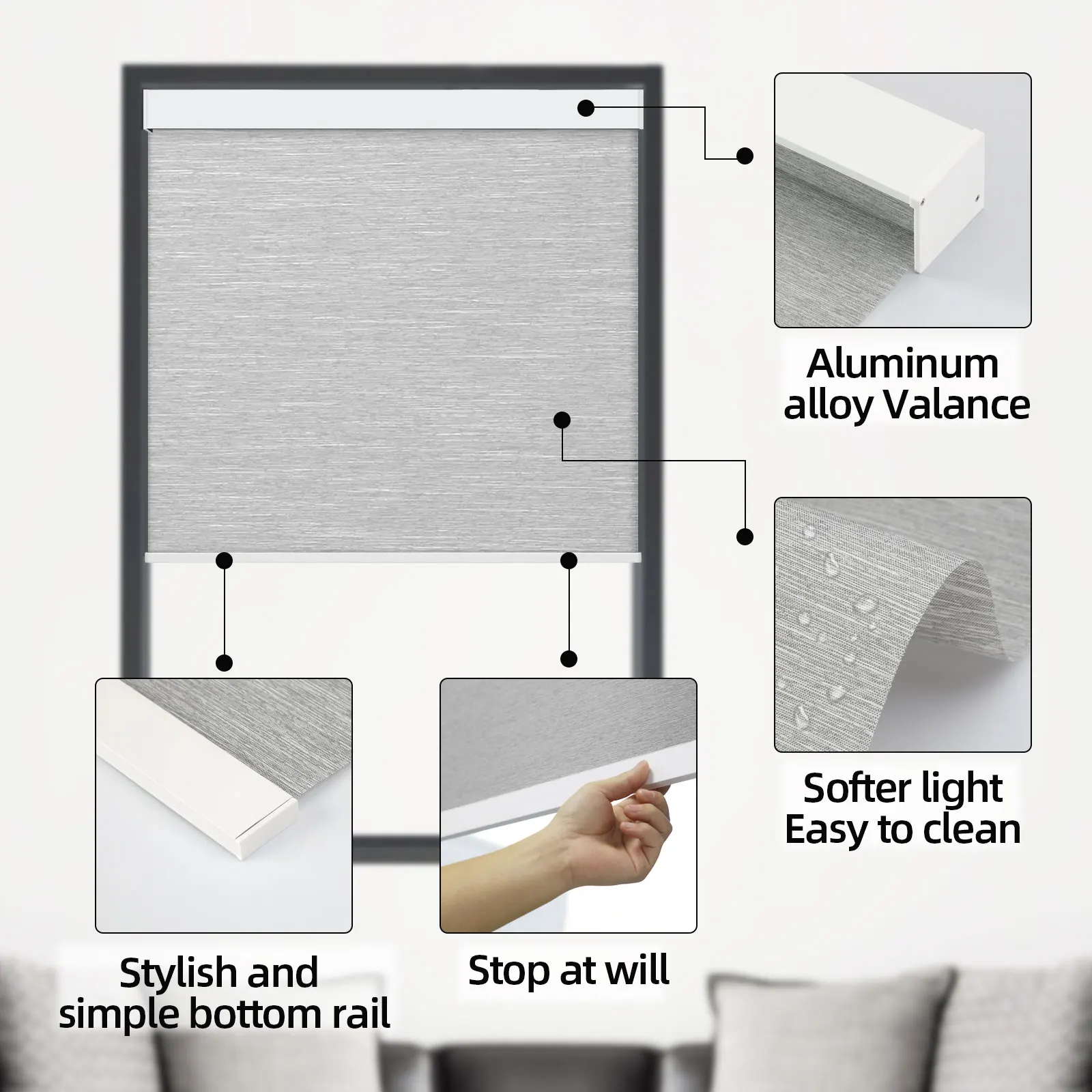 ZSTARR Home Decoration Window Covering ECO Friendly Fabric Motorized Window Shades Roller Blinds for Prayer Room Living Room