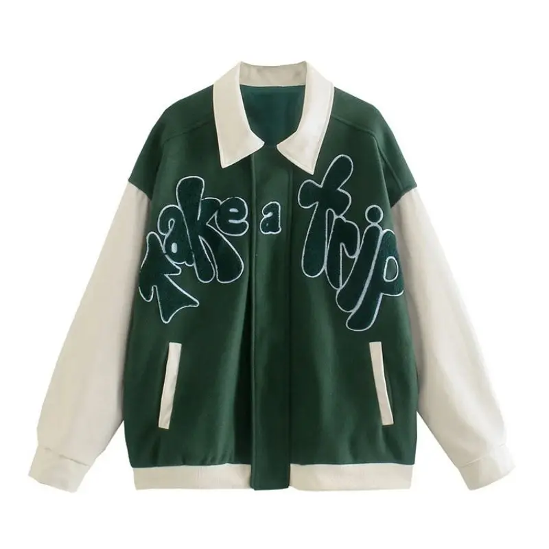 American Vintage Flocking Baseball Jacket Letter-embroidered