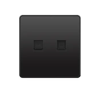 High quality black matte Pc panel Uk wall TEL and computer cat6  socket  plate